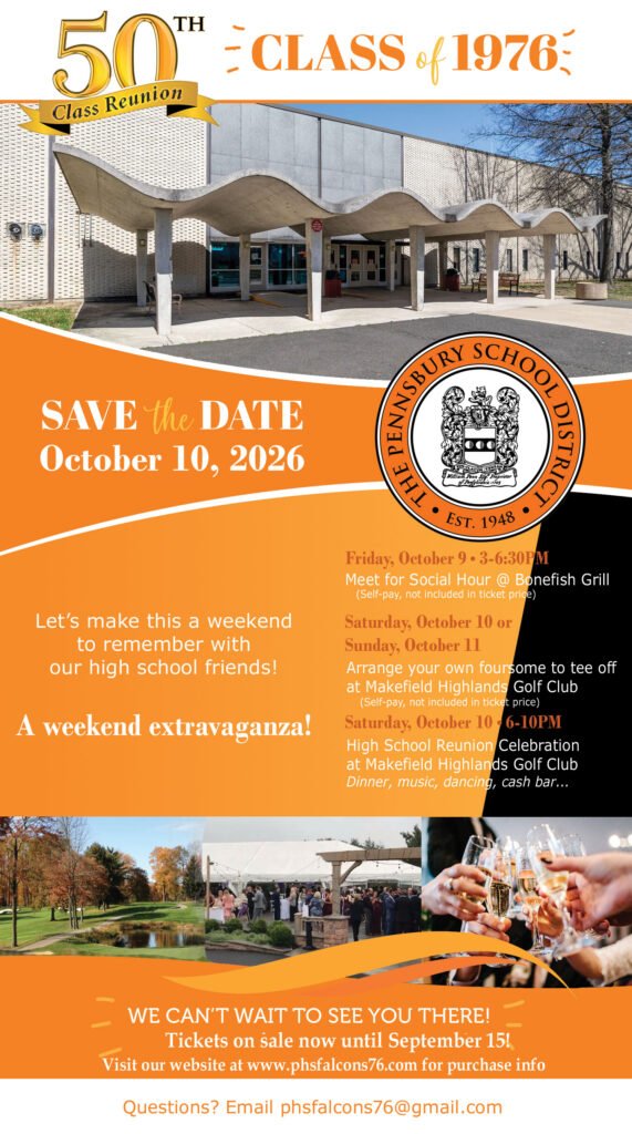Pennsbury High School Class of 1976 50th Reunion Flyer
